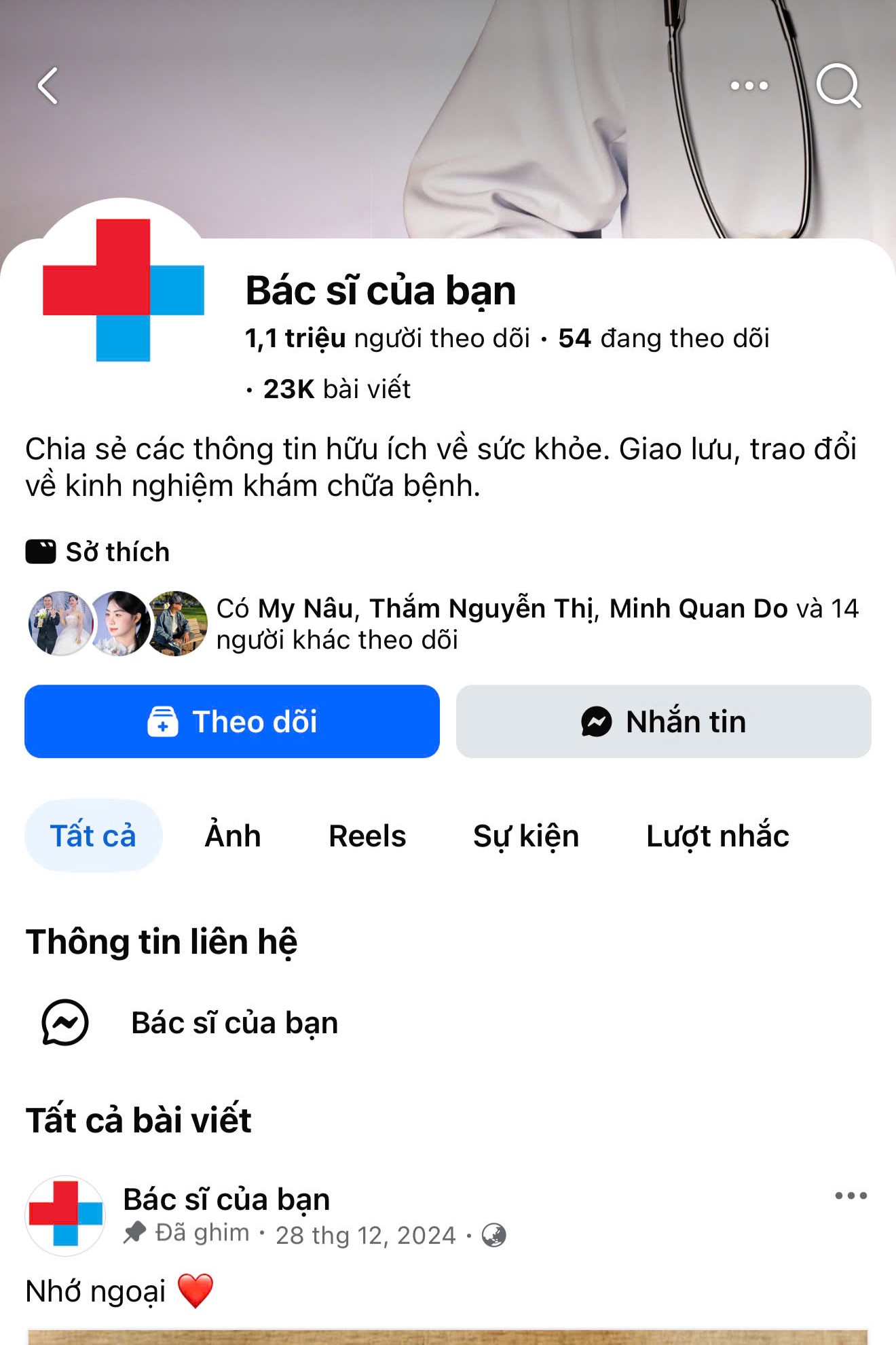 Fanpage Bác sĩ của bạn